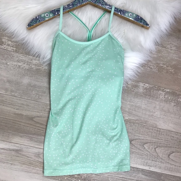 lululemon athletica Tops - Lululemon Mint Green Polka Dot Power Y Tank Sz. 2
